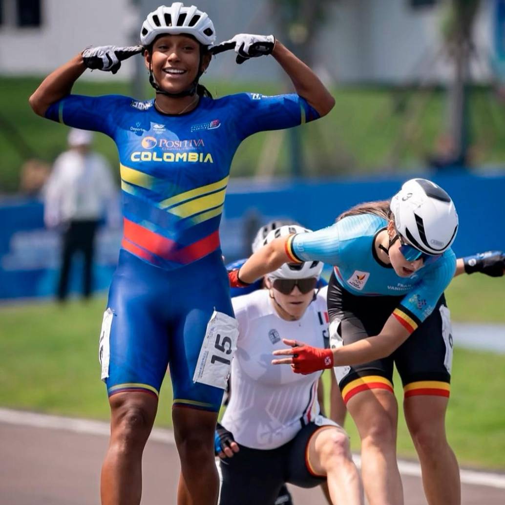 María Fernanda Timms le da el primer oro a Colombia en patinaje. Foto: tomada de redes @mindeportecol