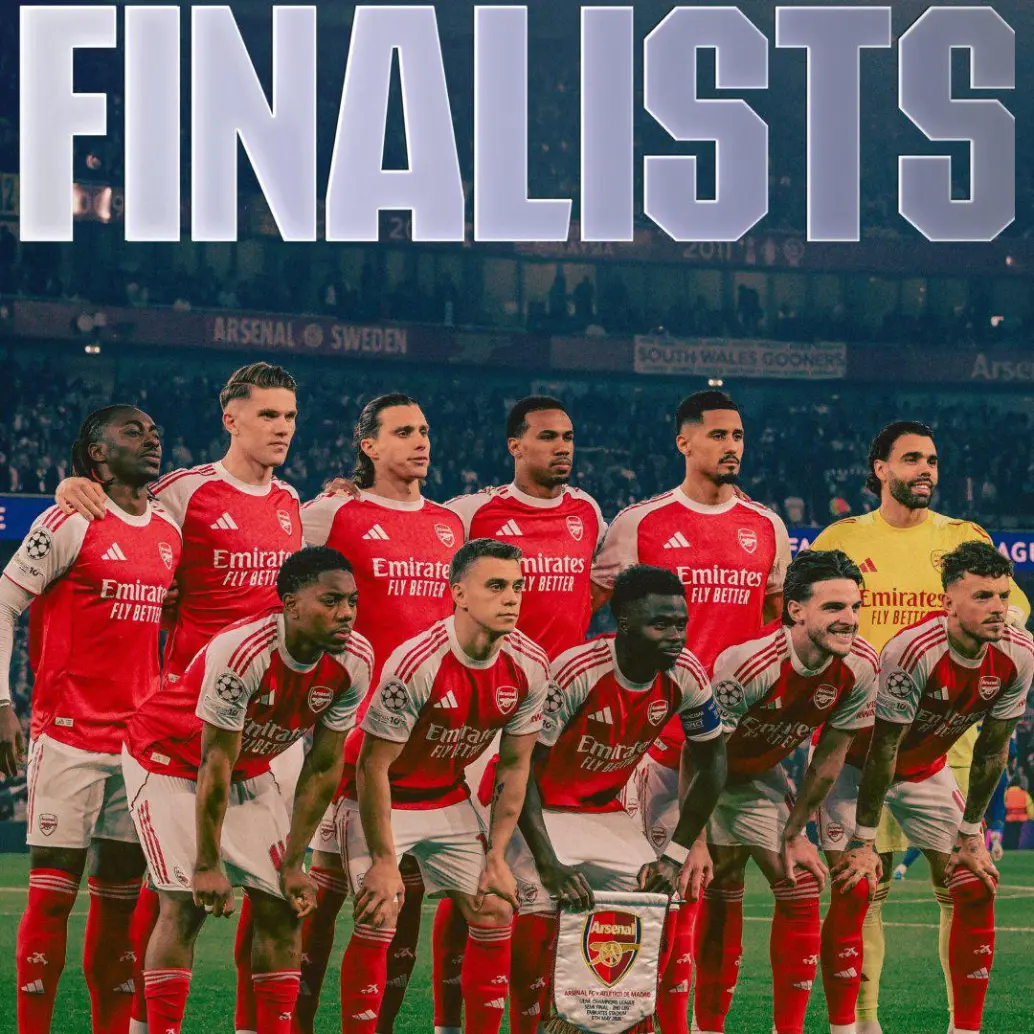Arsenal con gol de Bukayo Saka se clasificó a la final de la Liga de Campeones 2025/26. FOTO: <b>X ARSENAL</b>