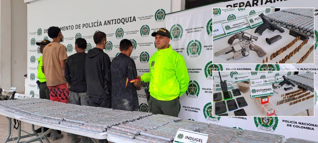 Cuatro personas fueron capturadas como presuntas responsables de pertenecer a esta red y varios elementos fueron incautados. FOTOS Cortesía Policía Antioquia