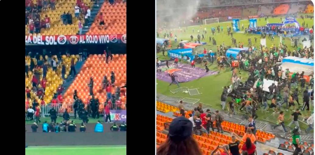 Esstos fueron algunas de las imágenes que vivieron al final del compromiso entre DIM y Atlético Nacional, que dejó como campeón al verde paisa. FOTOS: Capturas de video