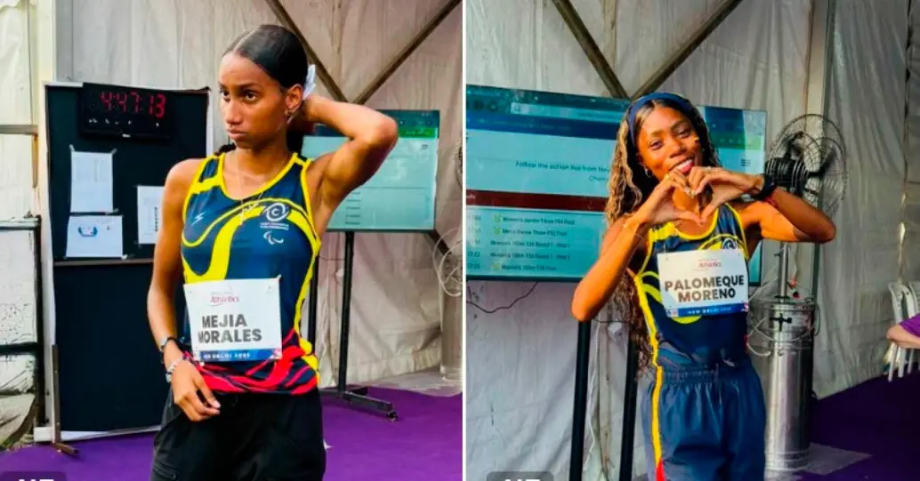 Las colombianas Angie Nicoll Mejía y Karen Tatiana Palomeque, ganadoras de oro y plata en el Mundial de India. FOTO CORTESÍA MINDEPORTE