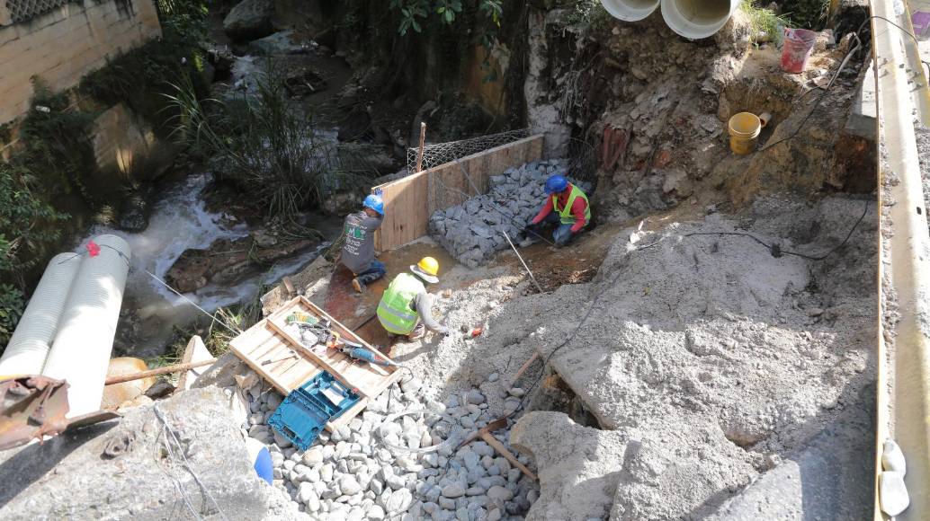 Estas son algunas de las obras que se están realizando. Actualmente se encuentra en su etapa final la construcción del muro de contención en gaviones de aproximadamente cinco metros de altura. FOTO: Cortesía Alcaldía de Itagüí