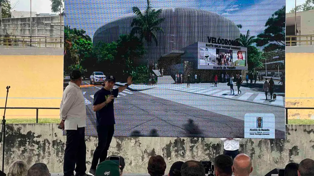 Durante la presentación del nuevo velódromo el alcalde Federico Gutiérrez entregó detalles sobre cómo quedará el escenario para los ciclistas de la región. FOTO EC
