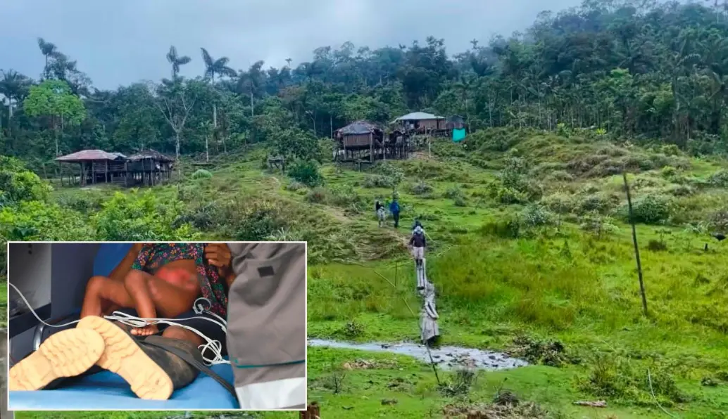 El menor de edad, de 2 años, fue trasladado a Medellín donde recibe atención médica. FOTOS: Cortesía Alcaldía de Urrao y Gobernación de Antioquia