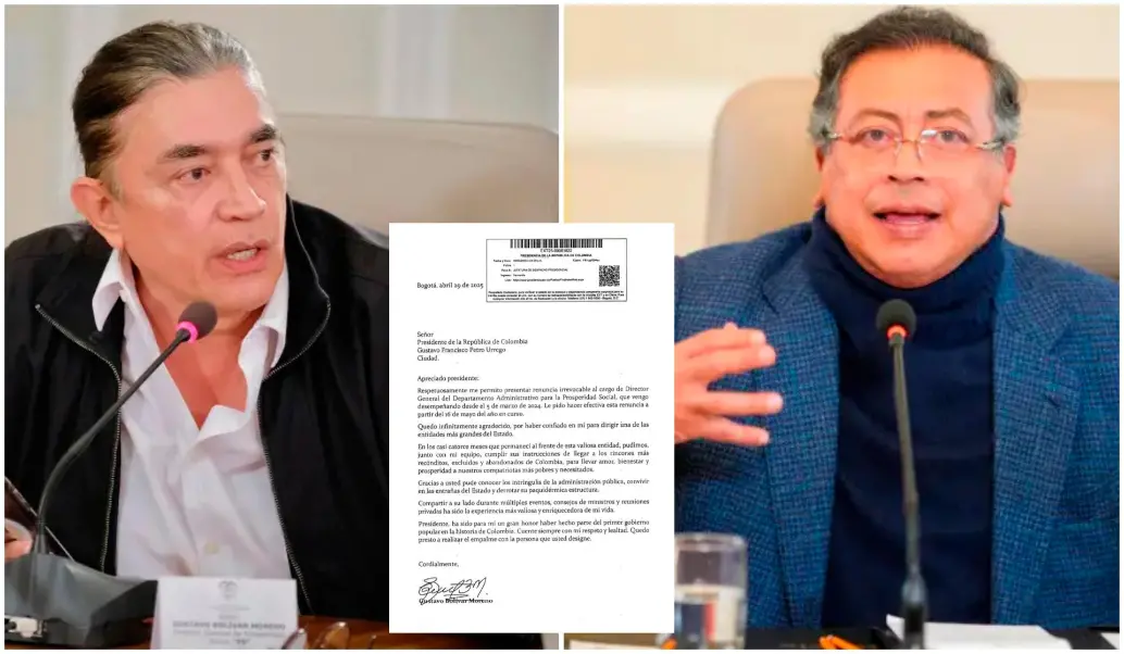 Gustavo Bolívar solicitó en la carta al presidente Petro hacer efectiva la renuncia al DPS desde el 16 de mayo. FOTOS Cortesía Presidencia