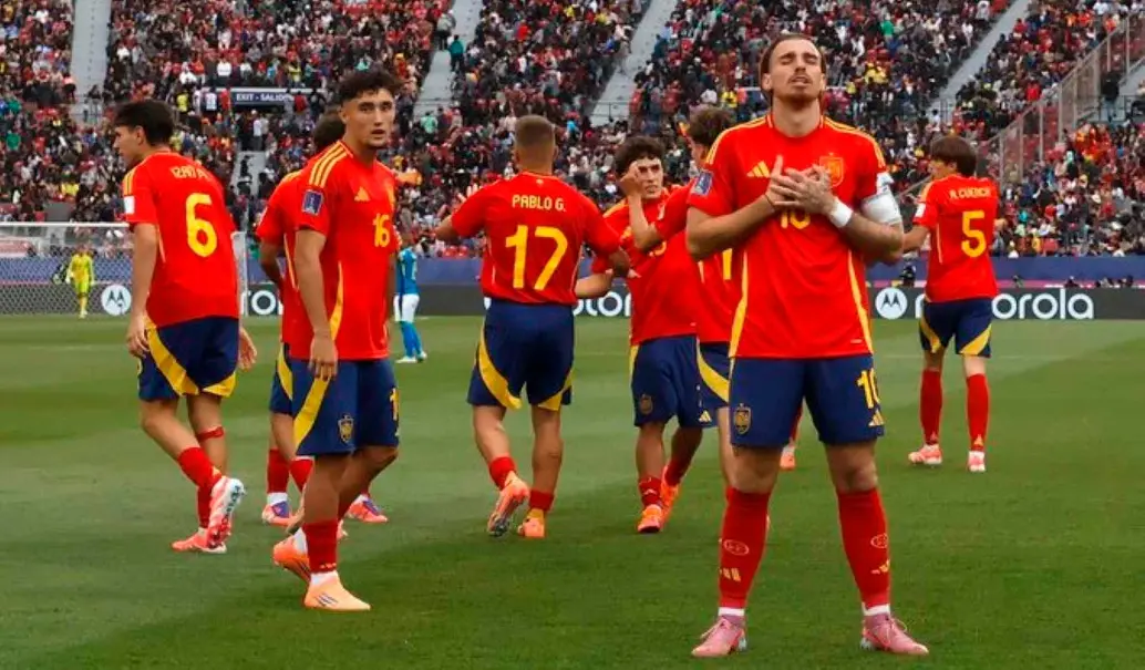 La Selección de España venció 1-0 a Brasil y lo eliminó del Mundial Sub 20 que se disputa en Chile. FOTO TOMADA X@SEFutbol