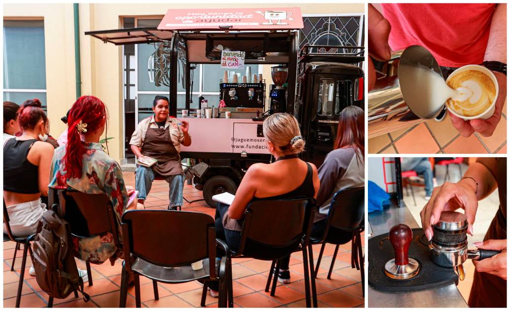 Los estudiantes, que son patrocinados por voluntarios u organizaciones, reciben formación en barismo como oportunidad para emprender, conseguir trabajo o ayudarse con los estudios. FOTOS Manuel Saldarriaga