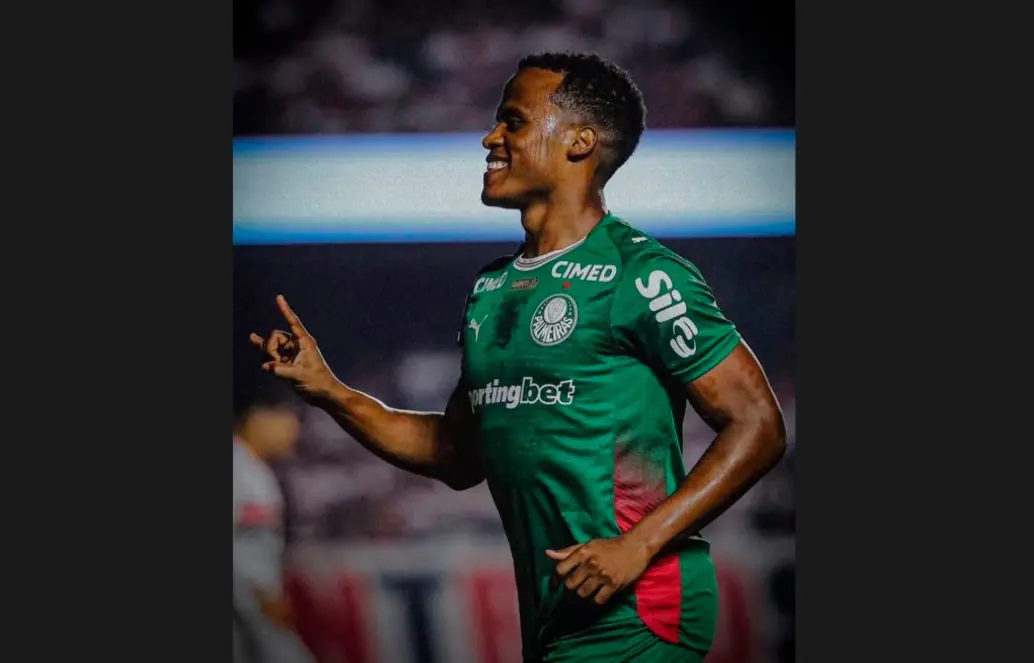 El colombiano Jhon Arias fue una de las figuras del duelo por Copa Libertadores entre Palmeiras y Sporting Cristal, en Lima, Perú. FOTO TOMADA X@Palmeiras 