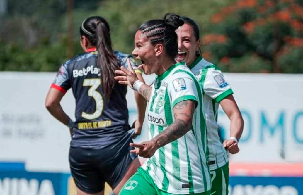 Manuela González abrió el camino de la victoria para Atlético Nacional, ante Santa Fe, en el estadio de Ditaires. FOTO CORTESÍA NACIONAL 