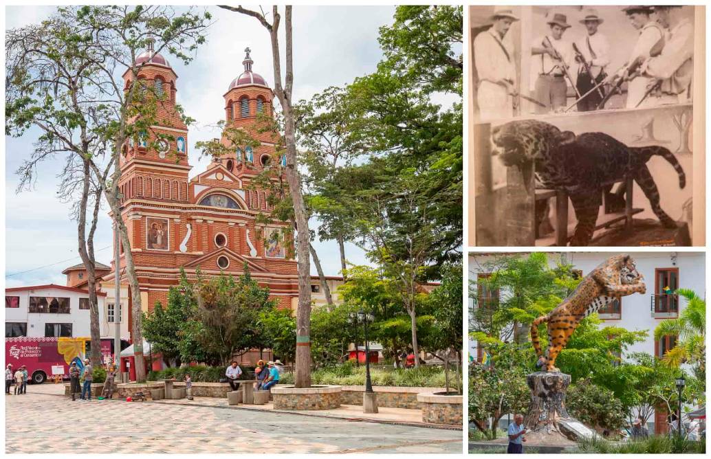 Amalfi, ubicado en el Nordeste antioqueño, tiene una identidad muy marcada con base en la historia de la caza de un jaguar al que llaman tigre. La imagen antigua es una foto enmarcada en la alcaldía del municipio. FOTOS Esneyder Gutiérrez 