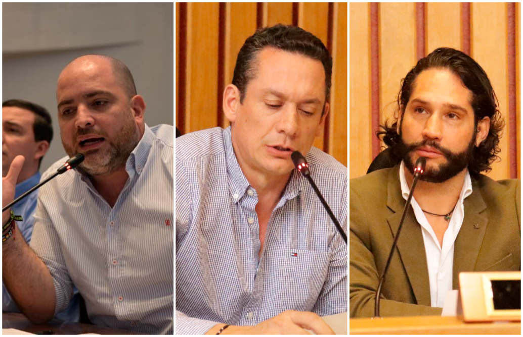 Andrés Bedoya, José Luis Noreña y Camilo Calle son los integrantes de la mesa directiva. FOTOS tomadas de redes sociales de Asamblea y Concejo