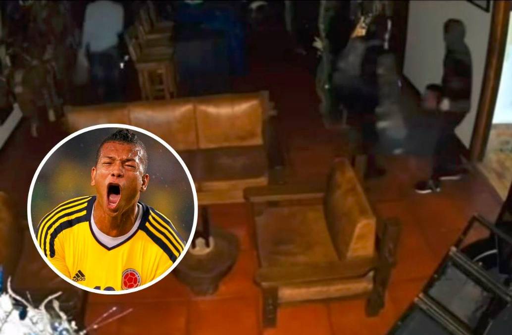 Fredy Guarín hizo la denuncia a través de las redes sociales del millonario hurto a su vivienda en Llanogrande, Rionegro. En la imagen se ve cómo los delincuentes cargan al mayordomo agredido. FOTOS: JUAN ANTONIO SÁNCHEZ E INSTAGRAM @FGUARIN13