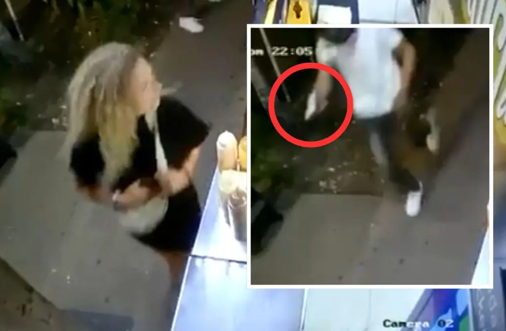 El hurto a estas extranjeras quedó registrado en las cámaras de seguridad de un establecimiento comercial de El Poblado. Les quitaron sus celulares y el dinero que tenían en sus carteras. FOTO: CORTESÍA TOMADA DE VIDEO