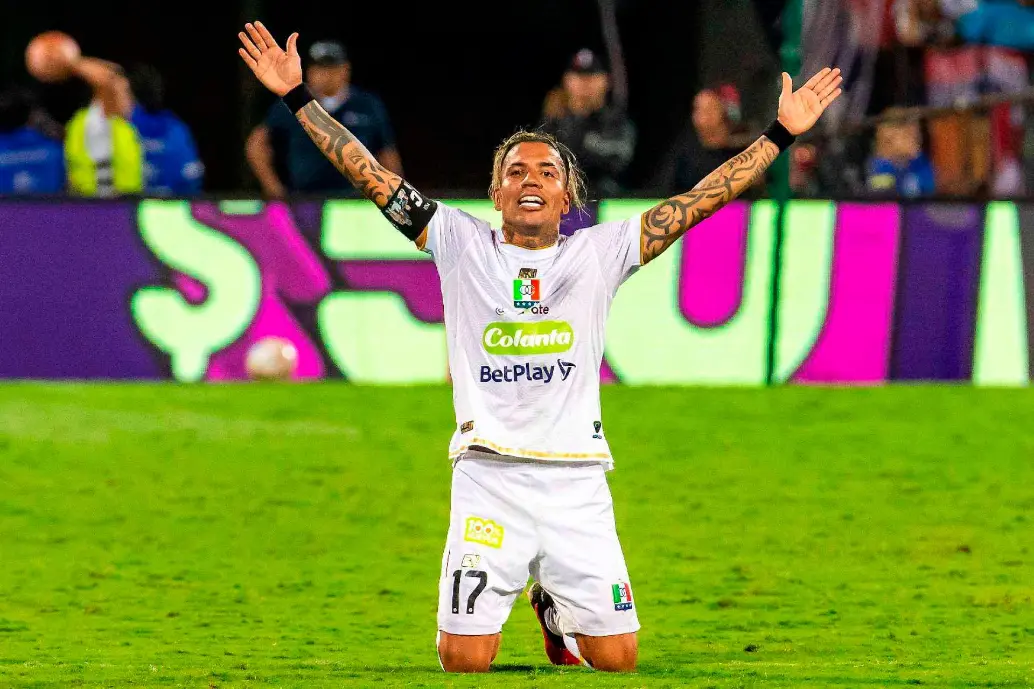 Dayro Moreno marcó doblete ante Independiente del Valle, por Copa Sudamericana en territorio ecuatoriano. FOTO CAMILO SUÁREZ 