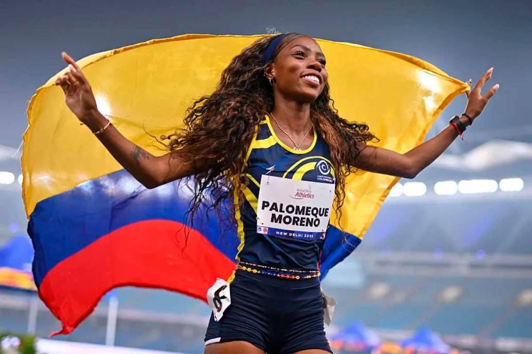 Karen Tatiana Palomeque Moreno celebrando un nuevo oro en el Mundial de Para Atleismo en India. FOTO GETTY 
