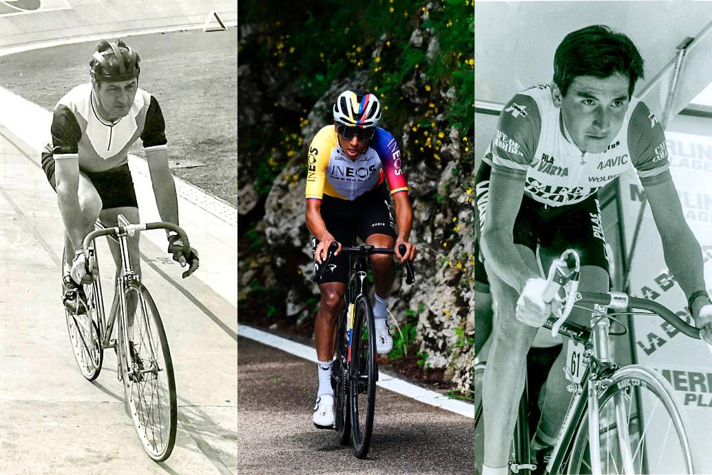 <p>Ramón Hoyos, el hombre por el que se dio origen al apodo “escarabajo” para identificar, por su forma de ascender en bici, al colombiano. Lucho Herrera, gran escalador y primer colombiano en ganar la Vuelta a España (1987); y Egan Bernal, campeón del Tour-2019 y Giro-2021. <span class="mln_uppercase_mln">FOTOs</span><b><span class="mln_uppercase_mln"> </span></b></p><p><b><span class="mln_uppercase_mln">El Colombiano y GETTY</span></b><span class="mln_uppercase_mln"> </span></p>