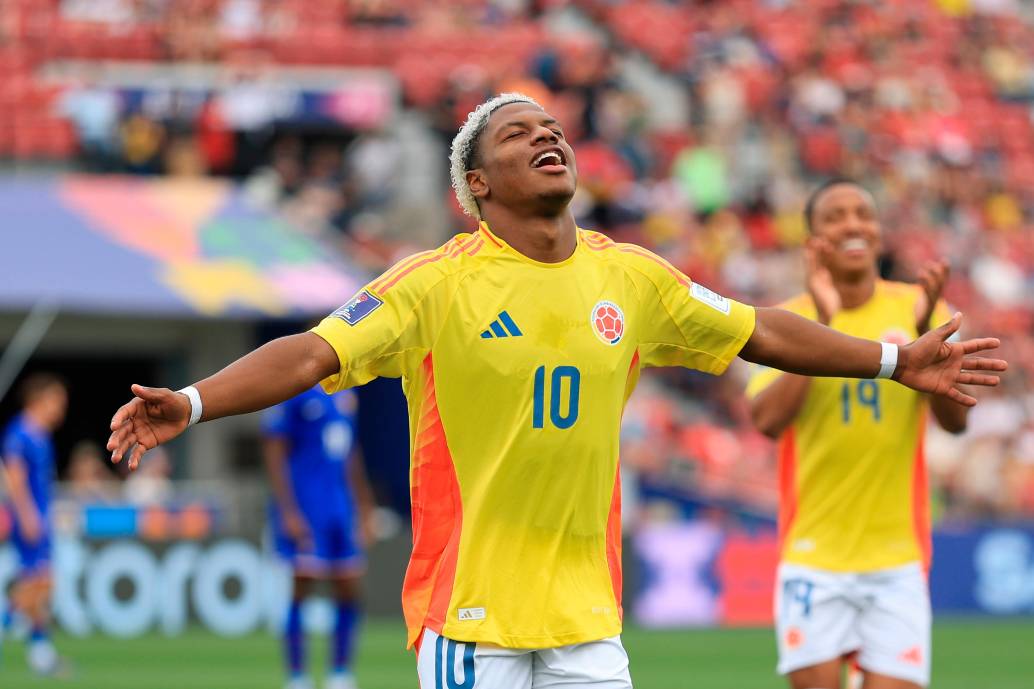 El extremo colombiano Óscar Perea es uno de los jugadores que más tantos ha celebrado con el seleccionado nacional en el Mundial. Suma dos tantos. Foto: GETTY