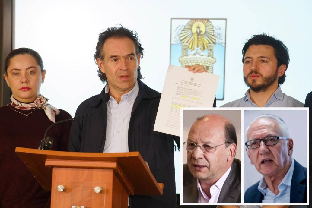 Adelante, los ministros de Salud y Hacienda, que deberán responder ante el desacato. Atrás, el alcalde de Medellín y su gabinete. FOTO: Cortesía y Colprensa