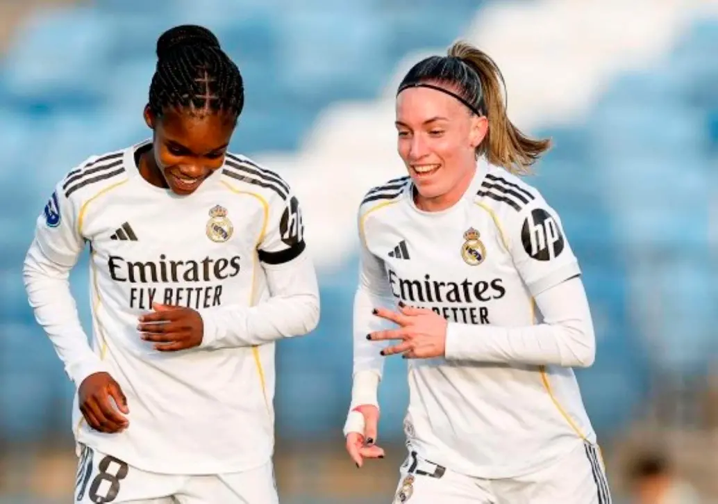 Linda Caicedo celebra su gol ante Sevilla, por la Liga Femenina, en la undécima victoria del Real Madrid, en la temporada. FOTO TOMADA X @realmadridfem