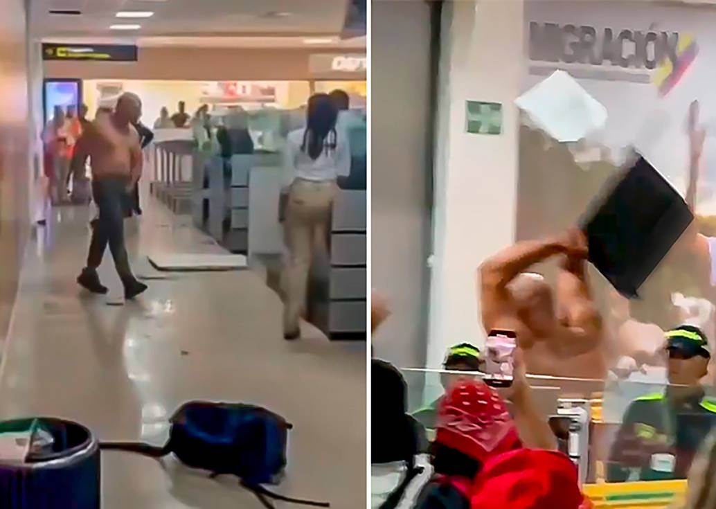 Un hombre generó daños en el Aeropuerto Internacional Rafael Núñez de Cartagena. FOTO: Captura de pantalla