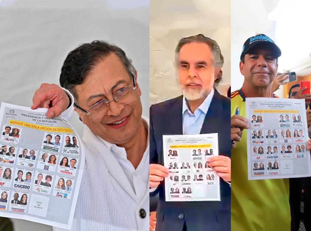 El presidente Gustavo Petro, el ministro del interior Armando Benedetti, el acalde de Barranquilla Alejandro Char, ejercieron su derecho al voto y mostraron sus preferencias políticas. FOTO: AFP y capturas de video