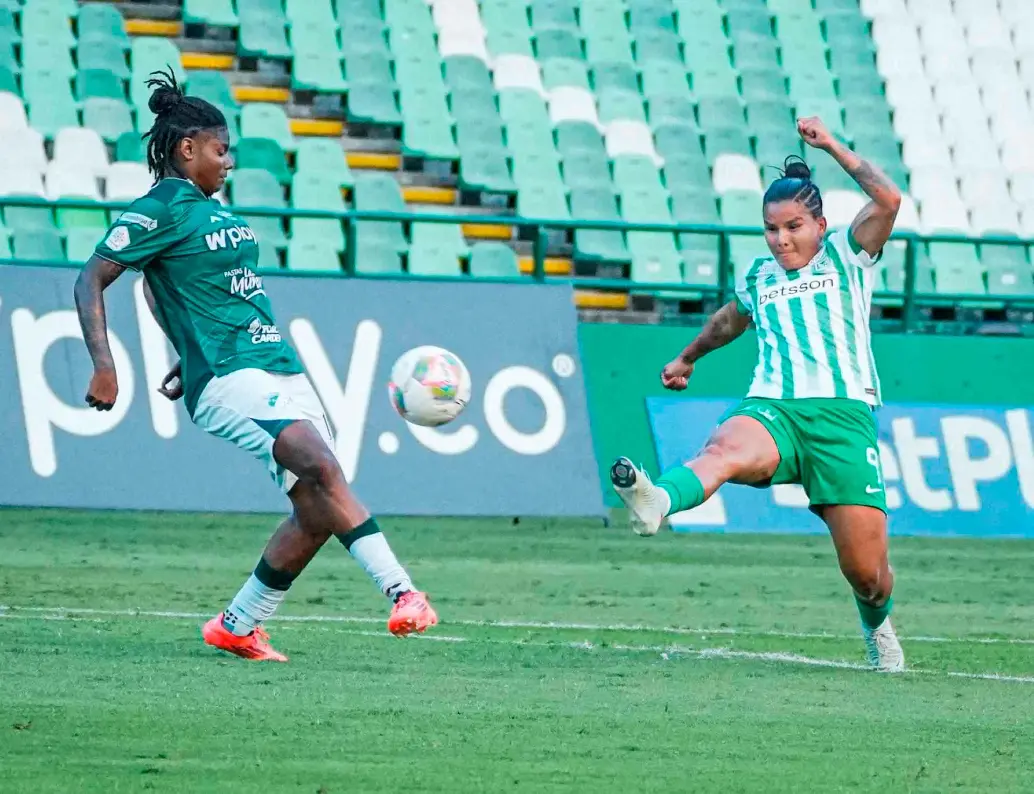 Manuela González marcó para el verde en su visita al Deportivo Cali, por el duelo de ida de la semifinal de la Liga Femenina. FOTO CORTESÍA ATLETICO NACIONAL 