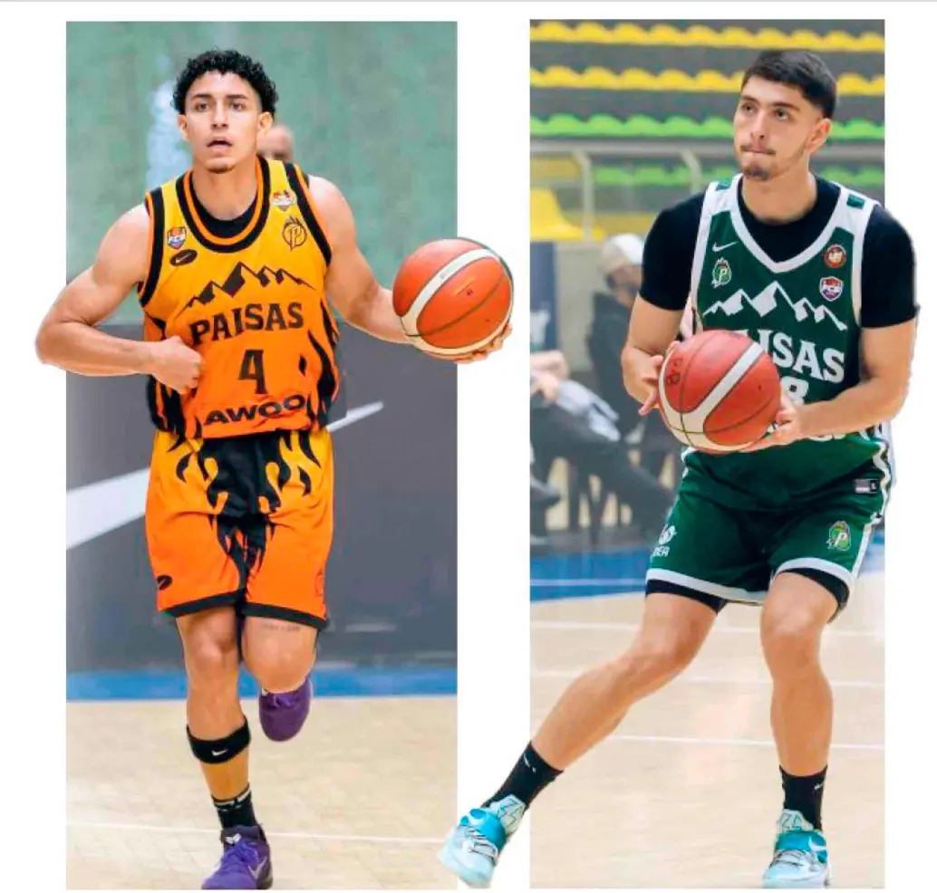David Ojeda y Luis Benítez, jugadores de la nómina bicampeona de Paisas, se preparan para estar en la Liga de Desarrollo de la NBA, la G League en el segundo semestre del año. FOTO Camilo Suárez 