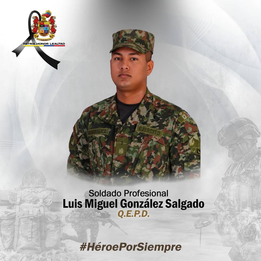 Con esta imagen, el Ejército rindió homenaje al soldado profesional Luis González, quien murió en un accidente en Santa Marta. FOTO: CORTESÍA DEL EJÉRCITO.