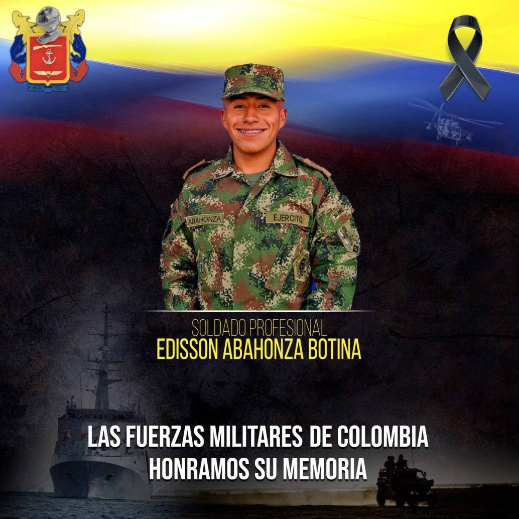 El soldado asesinado por las disidencias de las Farc, Edisson Abahonza Botina. FOTO: CORTESÍA DE LAS FF.MM.