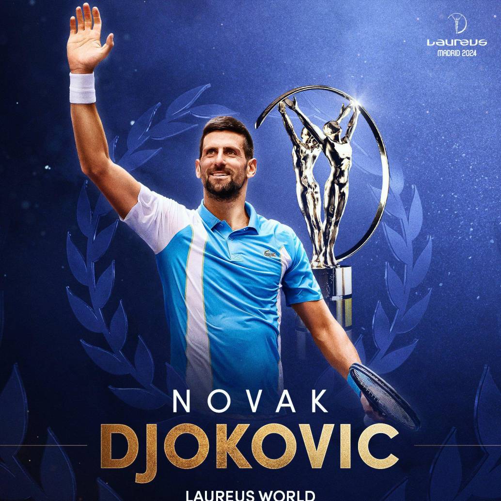 Novak Djokovic ganó el Premio Laureus por quinta vez e igualó a Roger Federer como el más veces galardonado “deportsita del año”. FOTO Tomada de ‘X’: @LaureusSport