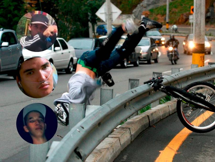 La práctica del <i>gravity bike </i>en las vías de Antioquia llevaron a la muerte a Yosman Stiven Cossio Urrego (arriba), de 17 años, mientras que Emmanuel Vallejo Morales (medio), de 34 años, lleva 12 de ellos postrado en una cama. Alejandro García (abajo), más conocido como Popeye, es un apasionado por esta riesgosa actividad. FOTO: MANUEL SALDARRIAGA Y CORTESÍA