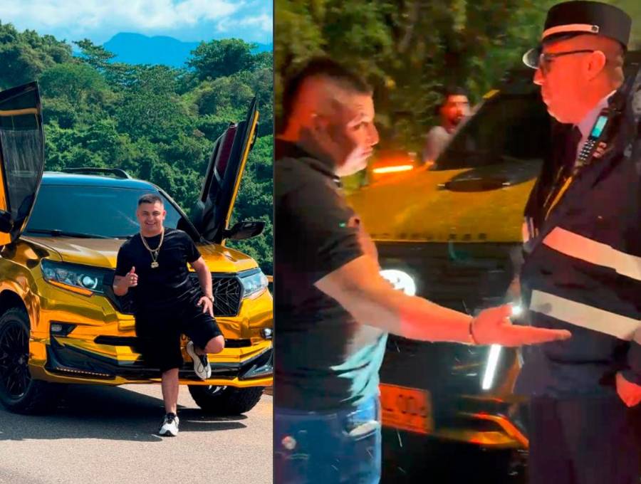 El influenciador, conocido como El Billetudo, terminó agrediendo verbalmente a un agente de la Secretaría de Movilidad de Medellín cuando este le anunció que le iba a inmovilizar su particular camioneta por dos infracciones de tránsito. FOTO: Tomada de Instagram y cortesía