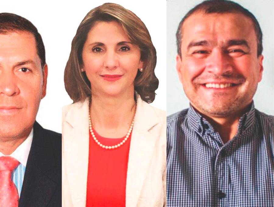 De izquierda a derecha, los ternados para ser contralor de Antioquia: Juan Fernando Castrillón Benjumea, Laura Emilse Marulanda Tobón y Juan Carlos Herrera Toro. FOTOS: CORTESÍA