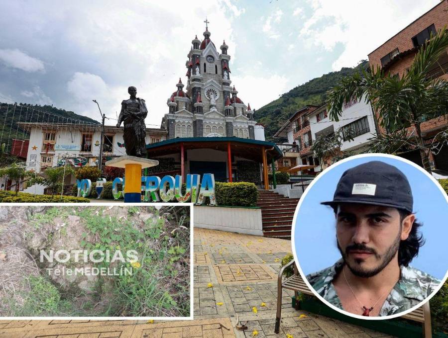 Una fosa común hallada a pocos metros del río San Andrés, en la vereda Guayabal, sería clave en la investigación para esclarecer el crimen del ingeniero Andrés Camilo Peláez Yepes en San Andrés de Cuerquia. FOTOS: MANUEL SALDARRIAGA Y CORTESÍA TELEMEDELLÍN