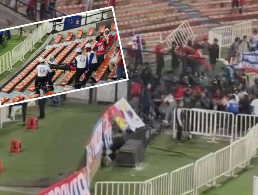 Estos altercados se registraron al minuto 80 del encuentro, cuando el Poderoso ya ganaba 2-0. El origen de los mismos sería la inconformidad de algunos desadaptados que estarían inconformes por la presencia de adeptos al cuadro barranquillero. FOTOS: <b>CORTESÍA</b>
