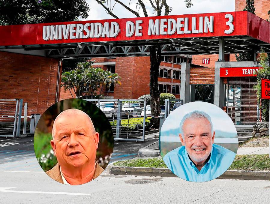 En la reunión de la Consiliatura cuya votación quedó anulada dio lugar a la entrada del actual rector, Néstor Hincapié (izq.) y a la salida de Federico Restrepo. FOTO: EL COLOMBIANO