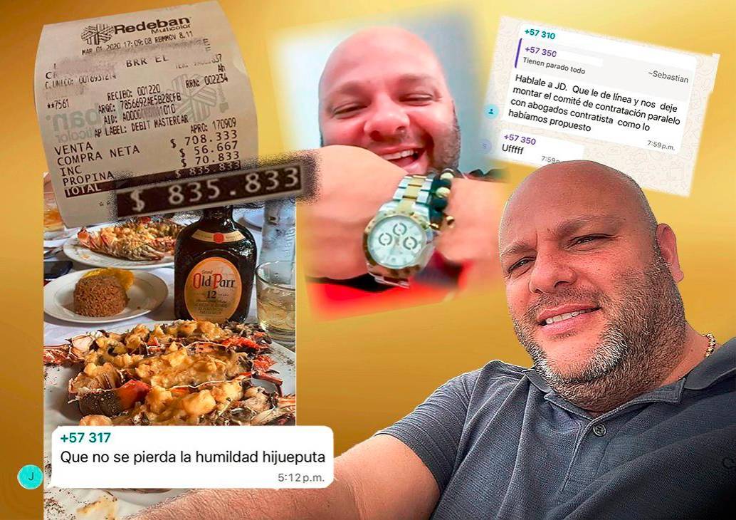 En una de las conversaciones, Miguel Quintero habría hecho alarde de una cuenta de $836.000 que pagó en Cartagena por una langosta y un whisky. También mostró otros lujos, como un reloj de alta gama. FOTOS: CORTESÍA
