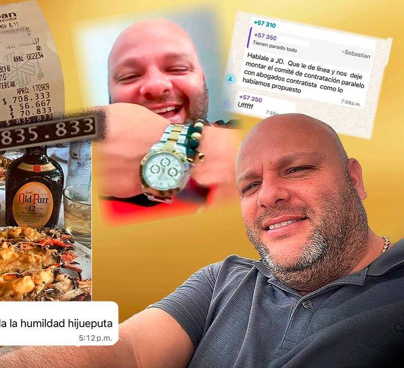 En una de las conversaciones, Miguel Quintero habría hecho alarde de una cuenta de $836.000 que pagó en Cartagena por una langosta y un whisky. También mostró otros lujos, como un reloj de alta gama. FOTOS: CORTESÍA