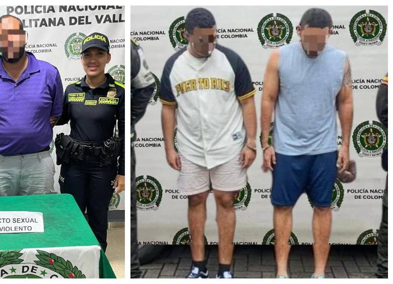 A la izquierda, el colombo-mexicano detenido en Laureles. A la derecha, el dominicano y el estadounidense capturados por la Policía en El Poblado. FOTO: Cortesía