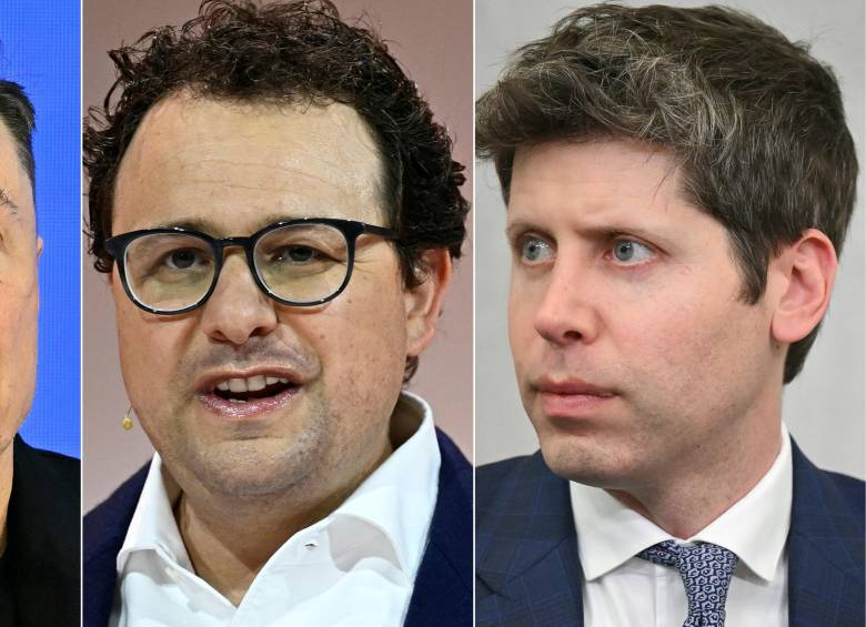 Elon Musk, Dario Amodei y Sam Altman, directivos de xAI, Anthropic y OpenAI, respectivamente, respaldaron un llamado a reducir el ritmo de desarrollo de la IA. FOTO AFP