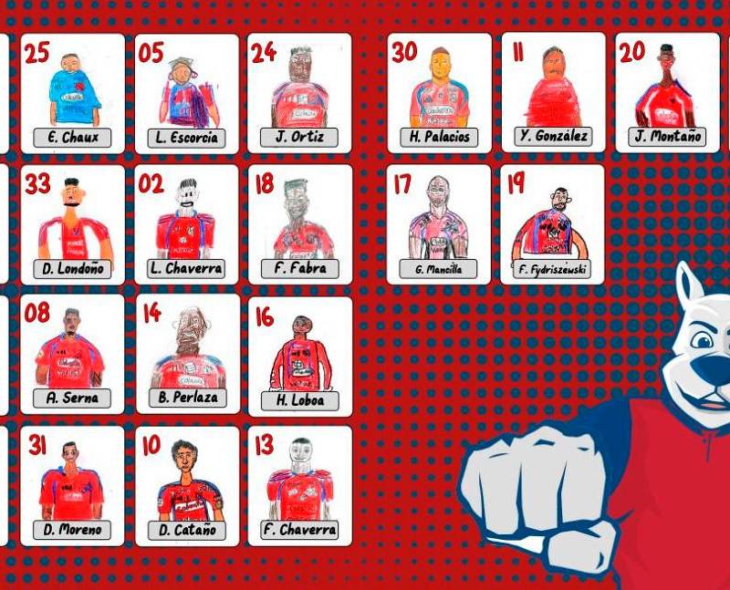 Esta es la imagen que compartió el Independiente Medellín con cada uno de los convocados dibujados por niños. FOTO DIM
