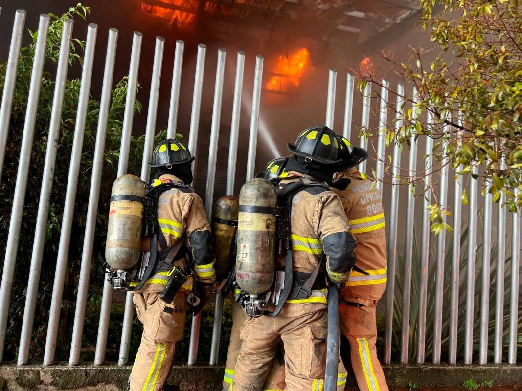 Los bomberos llegaron rápido al lugar debido a que cerca de la fábrica en que inició el incendio había cilindros GPL, como los que se utilizan en las casas. FOTO: CORTESÍA 
