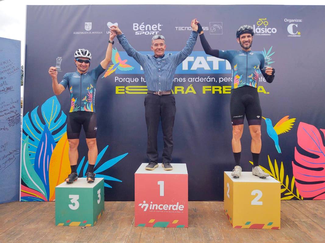 En la categoría de Gran Fondo (110 K), hombres de 51 a 60 años los ganadores fueron Albeiro de Jesús Sierra Arenas (00:39:30), Jorge Mario Gómez (00:40:07) y Ricardo Cardeña (00:40:35). FOTOS EL COLOMBIANO