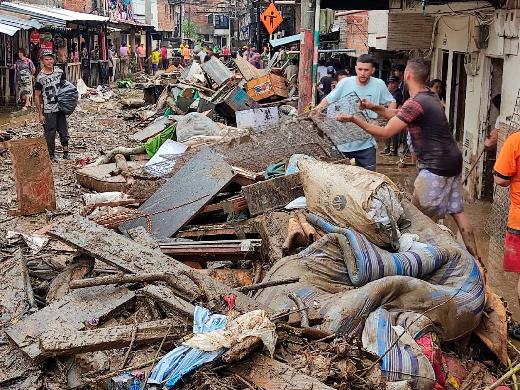 El barrio Tapón del municipio de Bello se encuentra entre los más afectados por las fuertes lluvias. Foto: Jaime Pérez