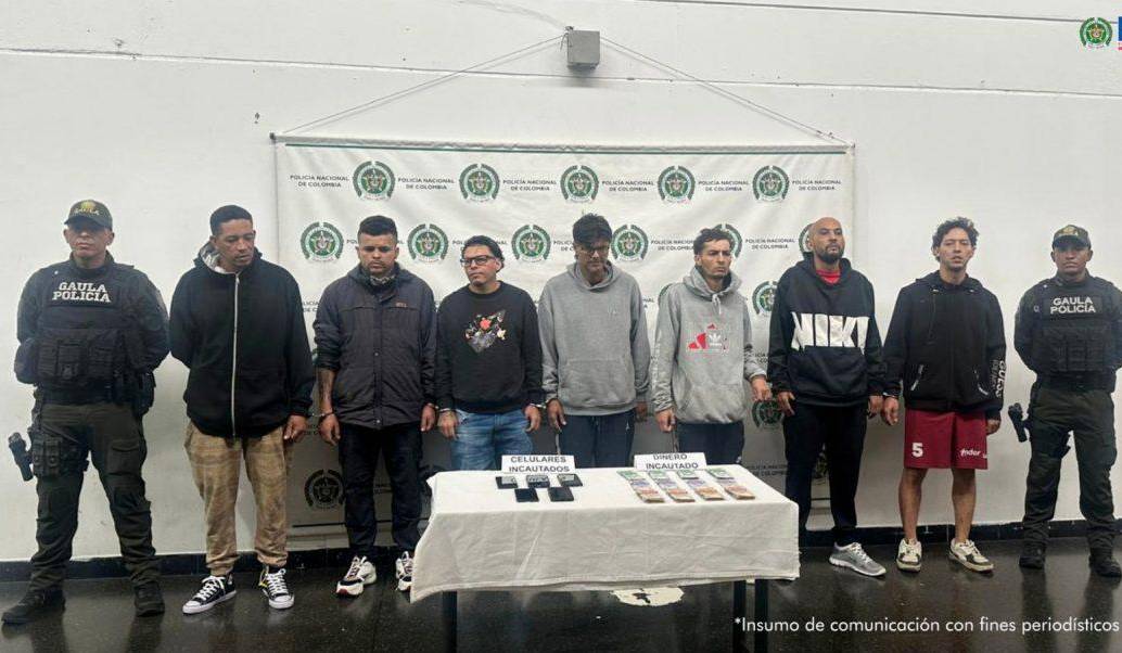 Siete presuntos miembros de la banda delincuencial conocida como BJ o los Chamizos. FOTO: Fiscalía