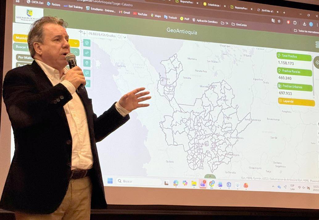 La plataforma integra mapas, datos alfanuméricos, registros prediales y capas temáticas en un entorno interactivo. FOTO: redes sociales de Eugenio Prieto Soto