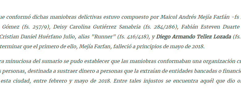 Este es uno de los apartados del concepto de la Corte Suprema en el que aparece el nombre del sicario presuntamente implicado en el atentado contra el director de la UNP.