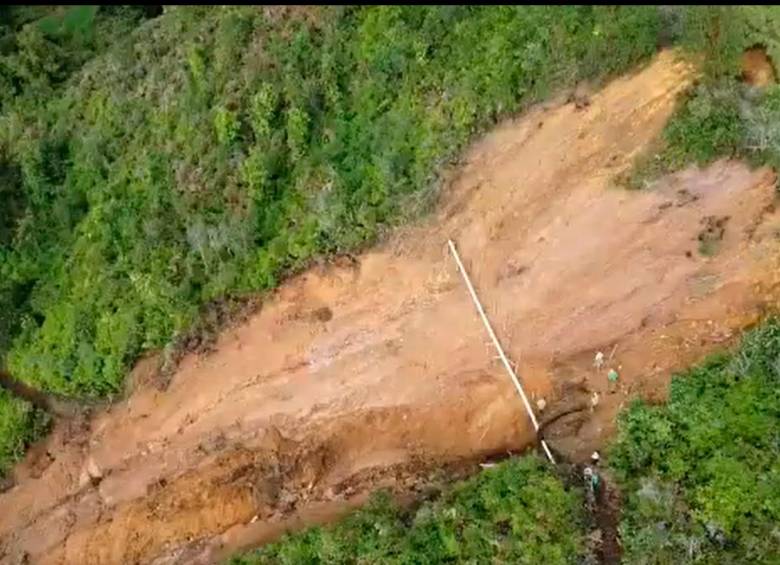 Este fue el deslizamiento que dejó a Abejorral sin agua durante 11 días. FOTO: CORTESÍA ALCALDÍA DE ABEJORRAL