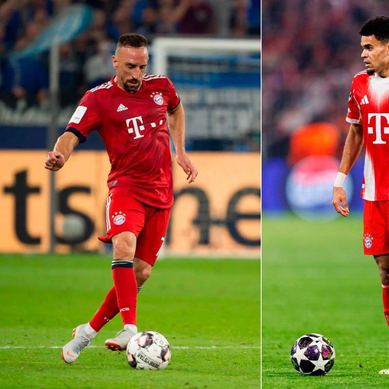 Franck Ribéry fue el extremo por izquierda del triplete del Bayern en 2013. Luis Fernando Díaz busca hacer historia de la misma manera esta temporada en el club de Baviera. FOTOS: GETTY