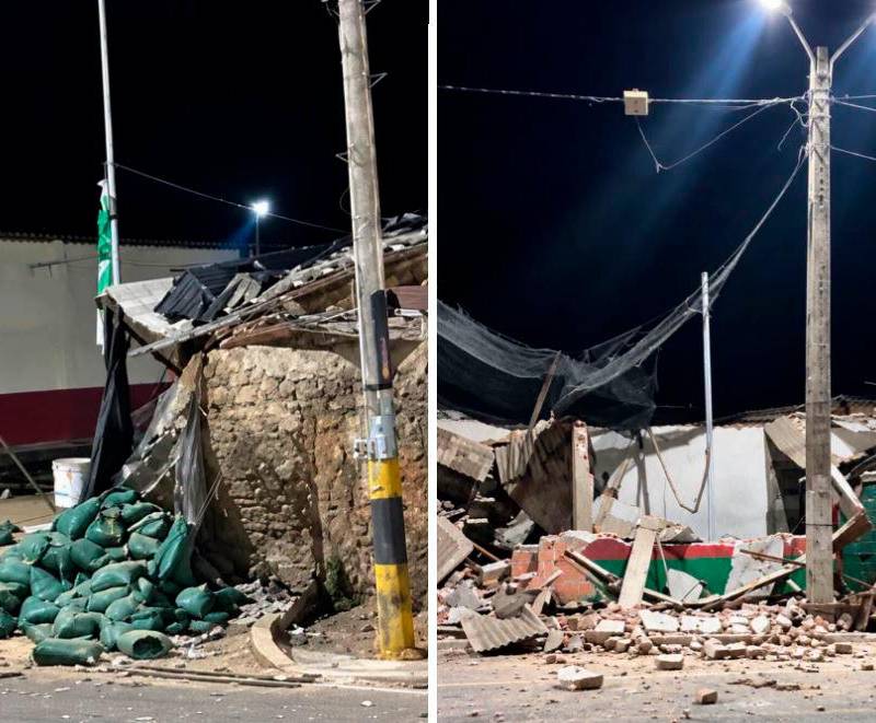 La subestación de Policía del corregimiento Guamalito, en El Carmen (Norte de Santander), quedó en ruinas. FOTOS: CORTESÍA.